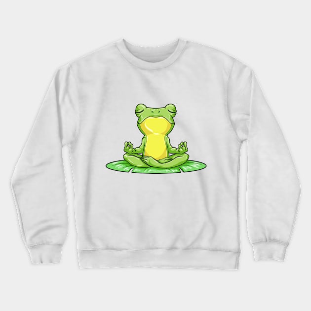 Frog on Sheet at Yoga with Yoga mat Crewneck Sweatshirt by Markus Schnabel